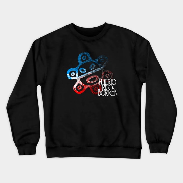Sun Taino Puerto Rico Flag Colors Grunge Style Crewneck Sweatshirt by Pro Art Creation